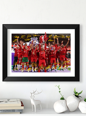 2025利物浦冠军全家福签名实木装饰相框萨拉赫照片墙书桌摆件壁画