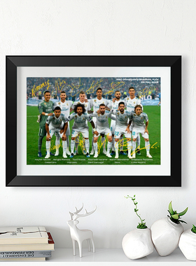 2018皇马欧冠首发合影签名C罗木相框照片墙桌摆件画框皇家马德里