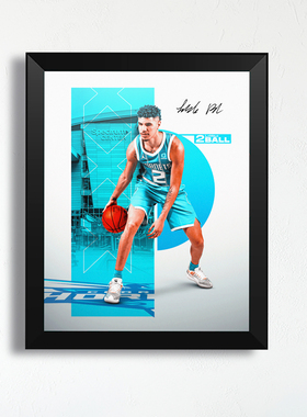 黄蜂鲍尔新款实木相框篮球迷周边海报照片墙三球艺术画桌摆件礼物