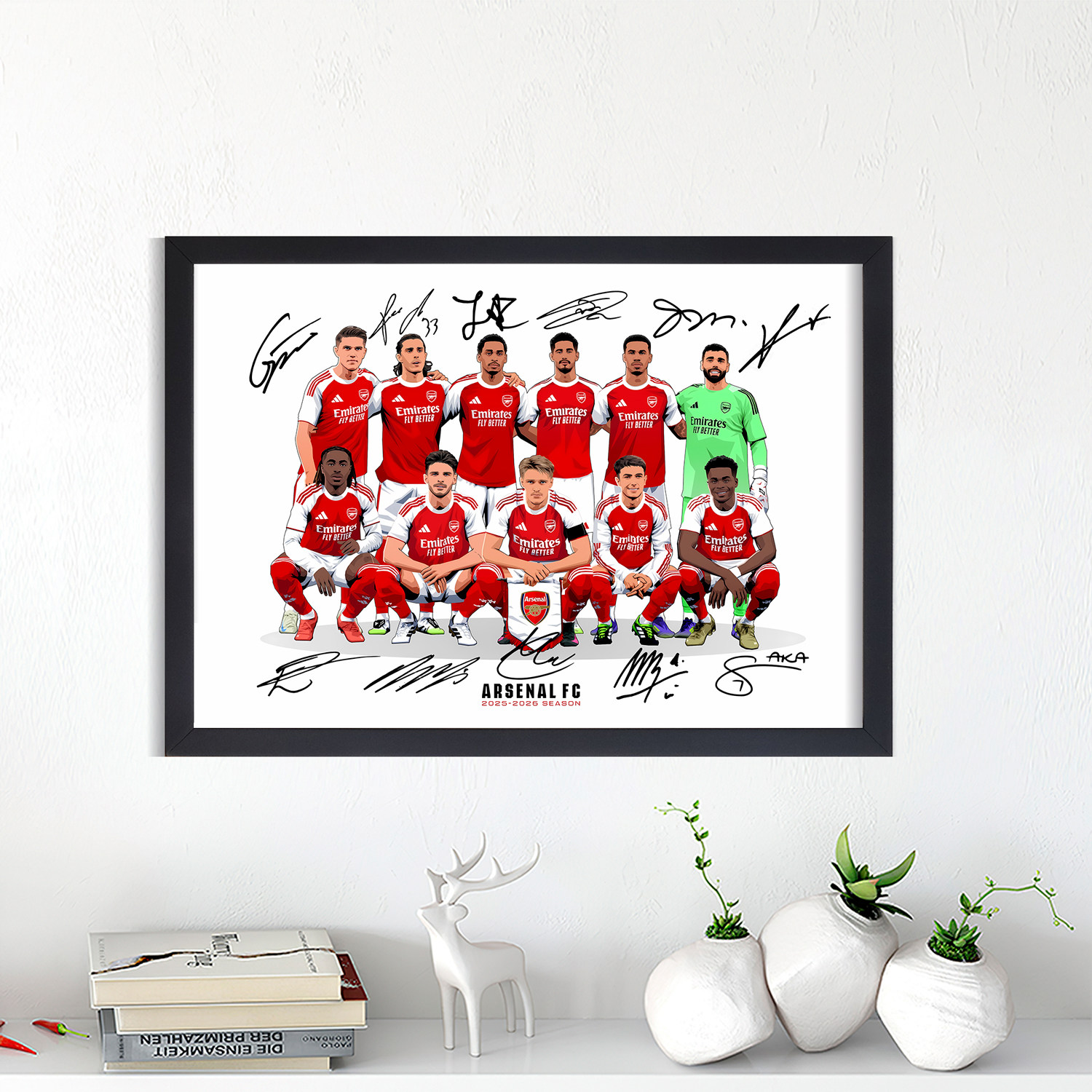 阿森纳球员签名卡通插画A4铝合金相框桌摆挂件海报壁画照片墙萨卡