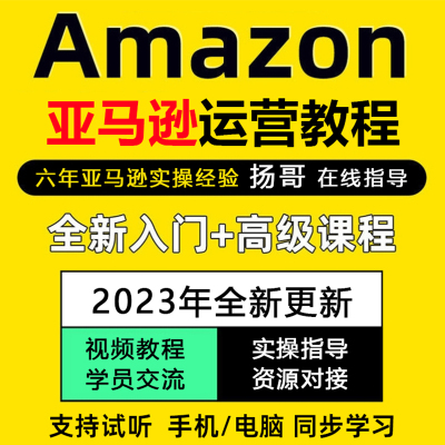 2023亚马逊运营教程入门开店选品视频跨境电商培训广告课程指导