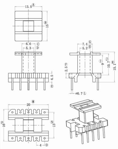 EE19立式5+5排距13高频变压器电木骨架可配套pc44磁芯