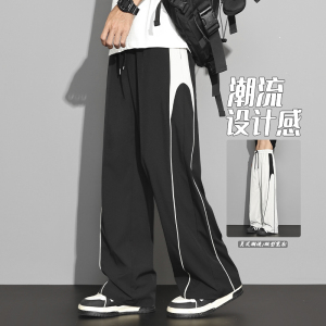 D-A232-HK9617-P33美式褶皱伞兵裤工装裤运动裤男女同款直筒裤子图片