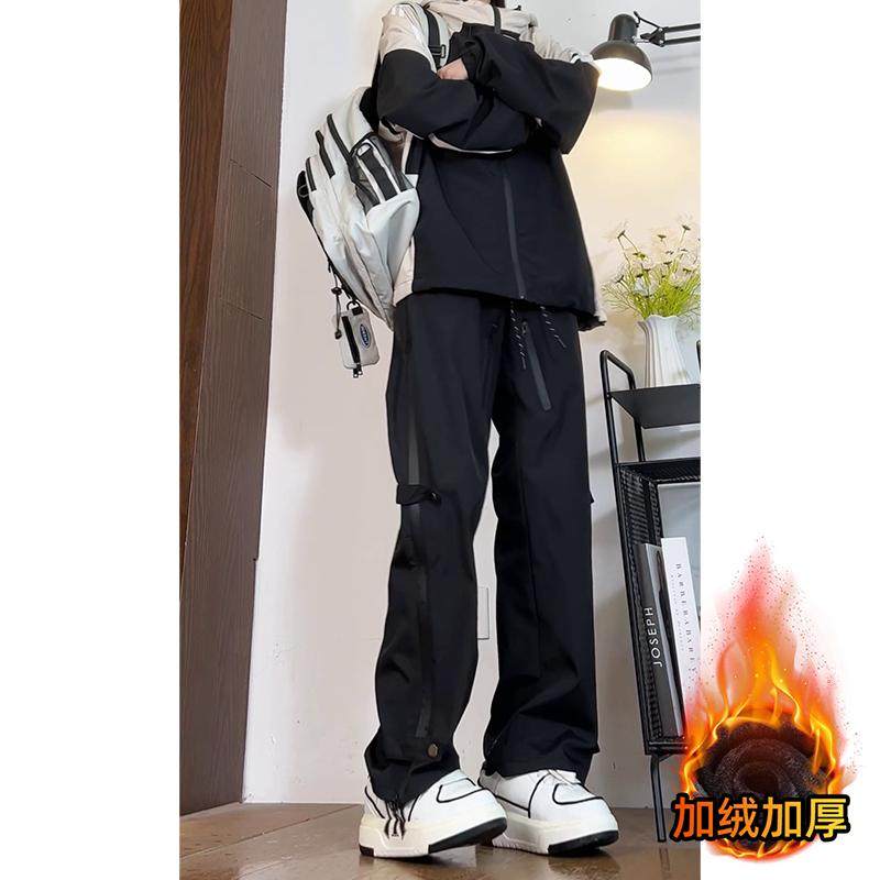 D-A232-HK9339加绒-P65防风防水冲锋裤设计感运动软壳工装裤，男装休闲裤，电商A232