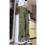 D-A232-HK9335-P40黑色工装裤女2025秋冬宽松休闲裤军绿色登山裤，男装休闲裤，电商A232
