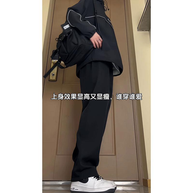 D-A232-HK9366-P30黑色直筒西裤垂坠感高级感山本裤男阔腿休闲裤,男装休闲裤,电商A232