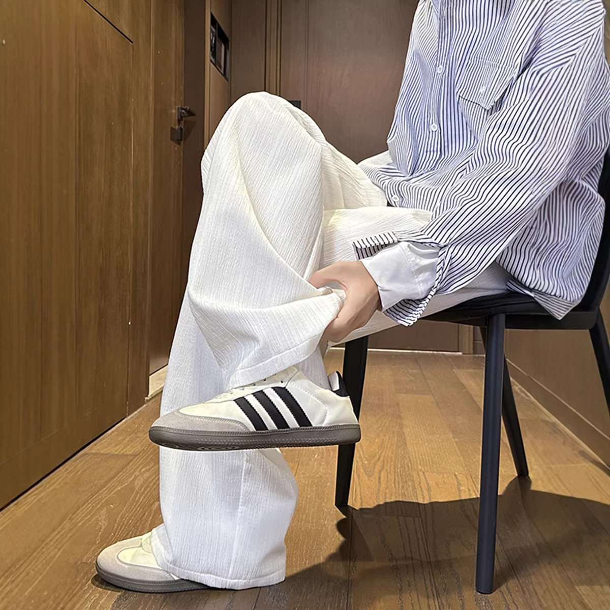 2026年春季新款男士休闲西裤重磅垂感褶皱男裤宽松百搭显瘦HK9655,男装西裤,电商A232