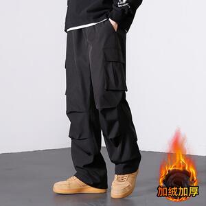 D-A232-HK9319加绒-P50工装裤子男士春秋季宽松直筒男裤阔腿休闲图片