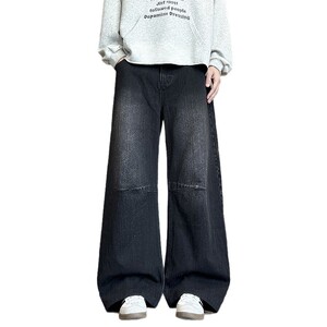 2026年春季新款韩系牛仔裤男款中性风高街潮牌宽松大码男裤HKN927图片