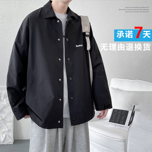 D-A232-JK308-P55外套男春秋季翻领休闲潮牌美式教练夹克春装图片