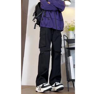 D-A232-HK9335-P40黑色工装裤女2025秋冬宽松休闲裤军绿色登山裤,男人40穿搭秋天图片