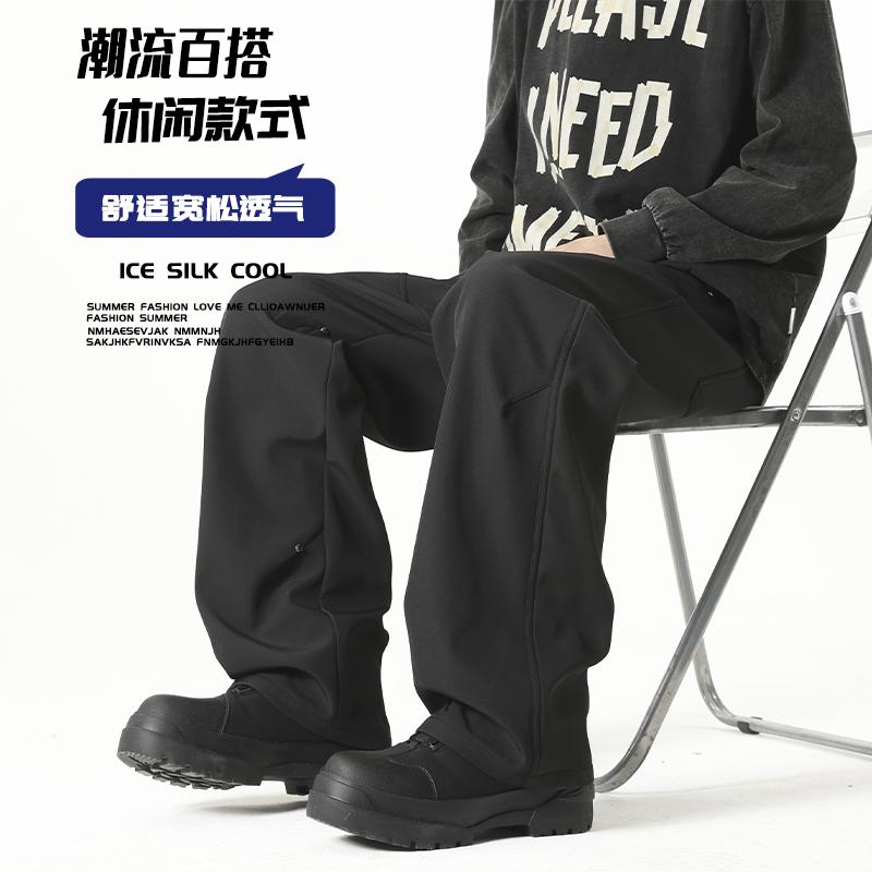 D-A232-HK9571-P35复古纯色伐木裤男士春季潮牌宽松直筒休闲裤,男装休闲裤,电商A232