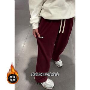 D-A232-HK9525加绒-P50大码裤子男款春秋季黑色垂感直筒裤男士图片