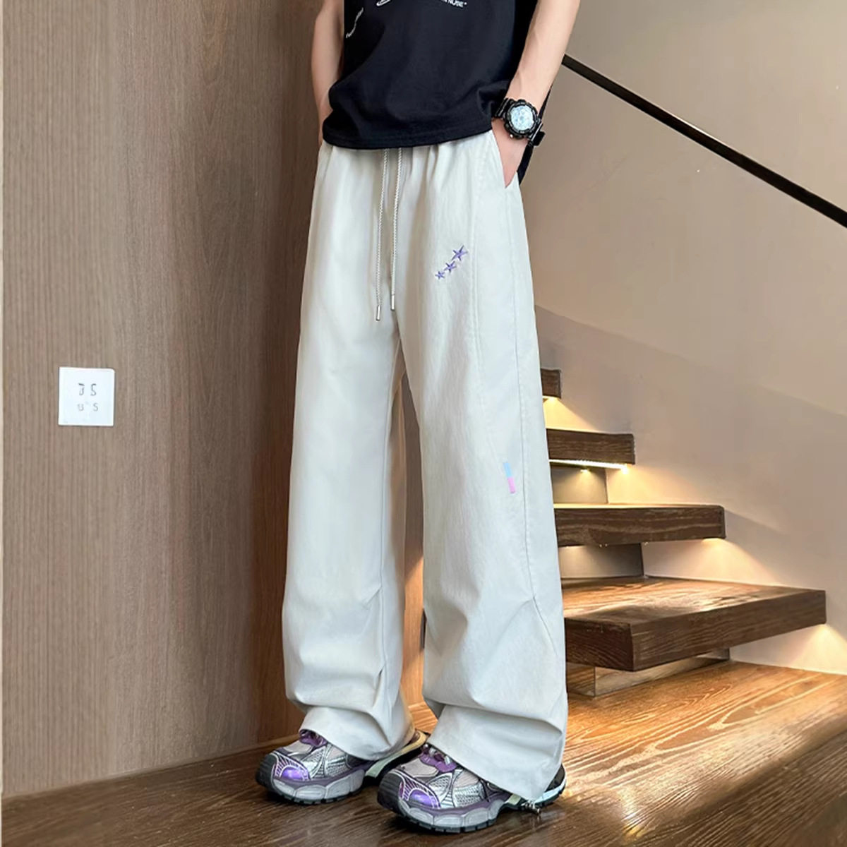2026年春季新款感欧美显瘦显高百搭休闲长裤子直筒大码宽松工装裤,男装工装外套,电商A232