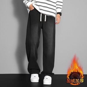 加绒加厚牛仔裤男宽松直筒大码裤子男HK9522-加绒P50图片