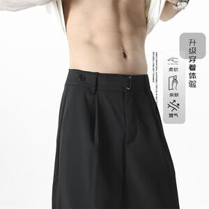 那不勒斯男士西裤春秋款垂坠感高级感直筒裤子修身显瘦微喇休闲裤图片