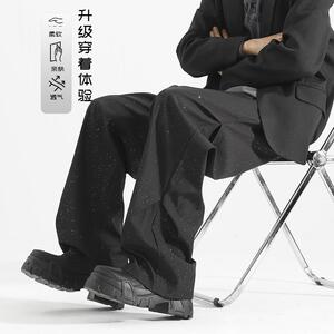 D-A232-HK9551-P35满天星休闲裤女春秋款高街阔腿裤子宽松直筒裤图片