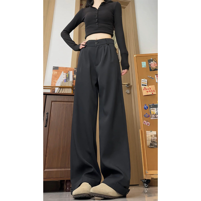 春季新款褶皱感直筒显瘦垂感小西裤男女通勤宽松大码休闲裤子，男装西裤，电商A232