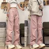 美式机能工装裤子男春秋季2025新款铆钉褶皱潮牌宽松直筒阔腿长裤，女装休闲裤，电商A232
