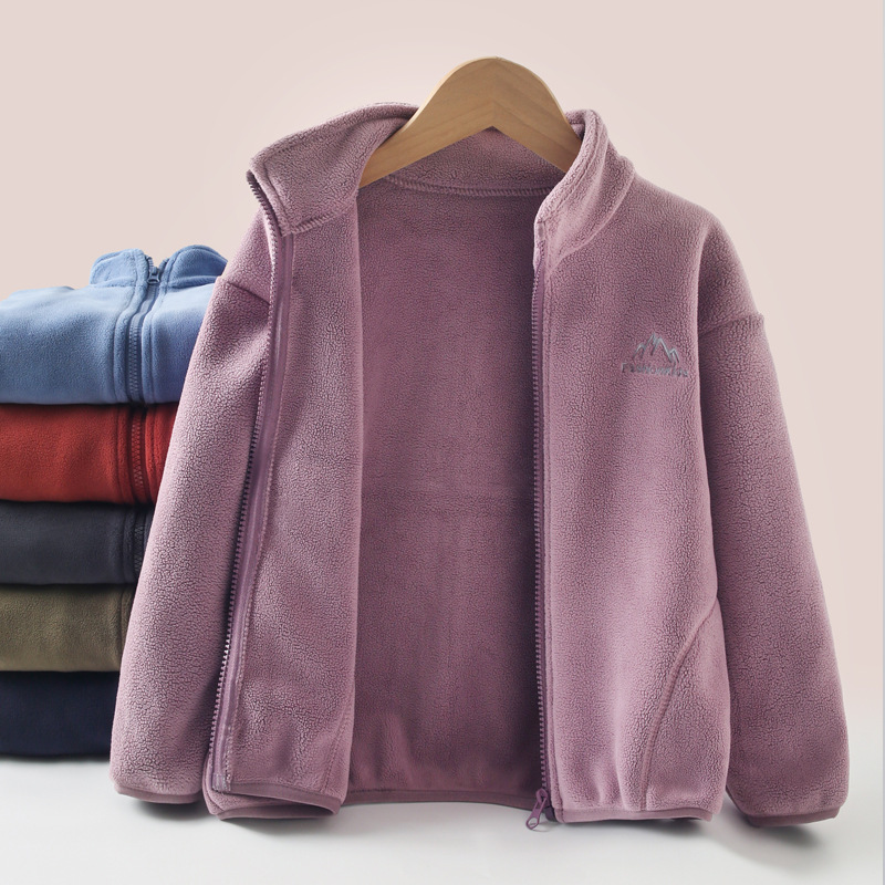 男女童加绒外套秋冬加厚卫衣冬季双面摇粒绒宝宝学生校服内胆上衣