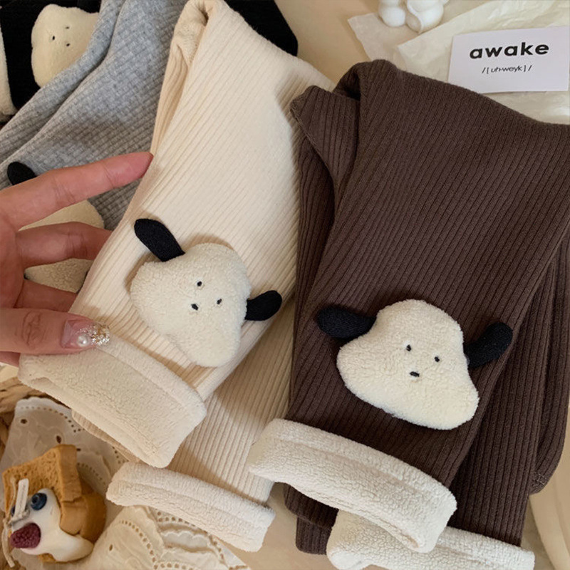 中小童卡通可爱羊羔绒打底裤