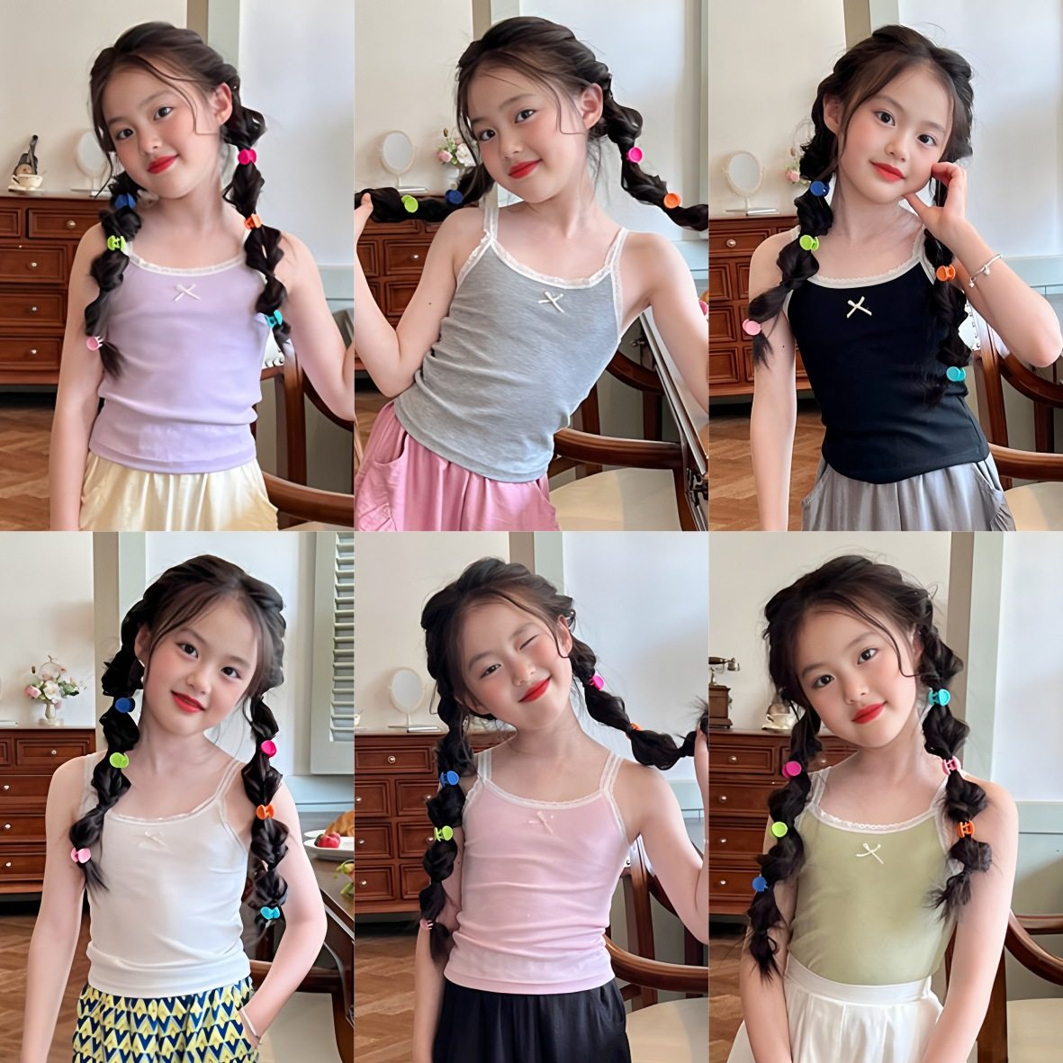 女童吊带夏季薄款外穿儿童纯棉洋气背心宝宝白色打底上衣无袖睡衣