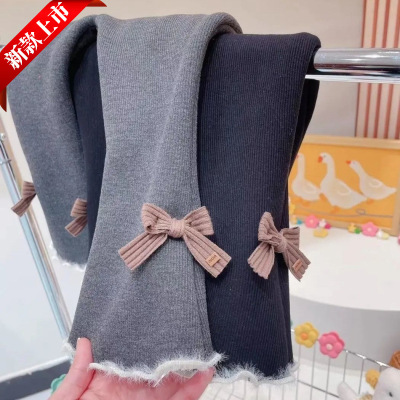 洋气一体薄绒喇叭裤微喇时髦长裤