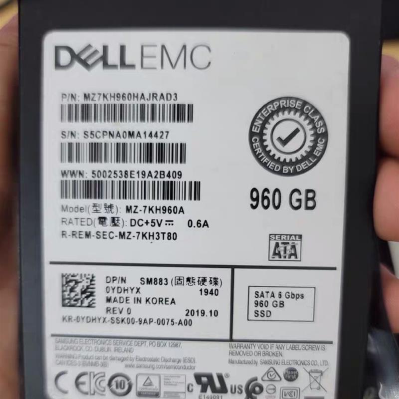 原装dell EMC 960G SATA SSD固态硬盘YDHYX SM883 MLC颗粒