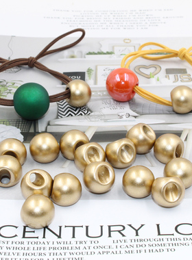 16MM哑光金色侧穿孔发财金珠头绳发饰配件材料半成品diy手工发圈