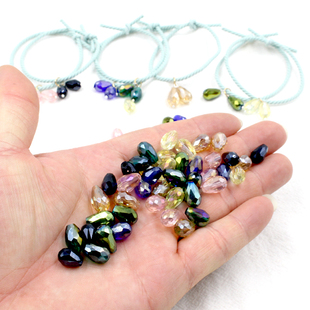 水滴中通孔水晶8MM串珠手工diy饰品门帘头绳发花发圈制作材料配件