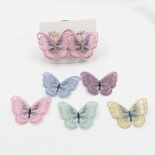 森女系列蝴蝶刺绣双层饰品配件diy发夹头绳发花头圈材料配饰发卡