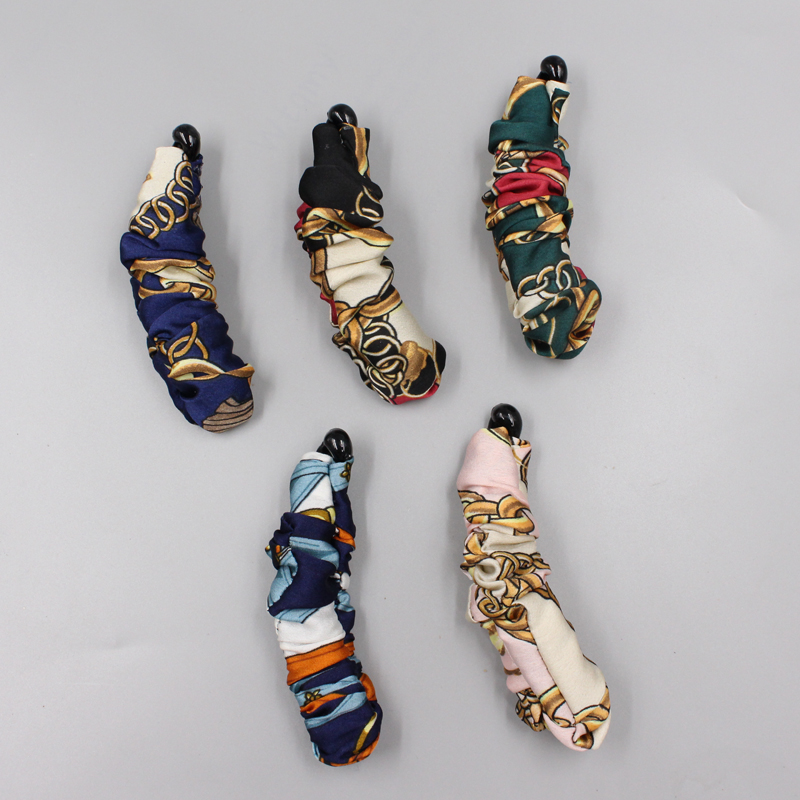 时尚布艺撞色网红发夹增加链条