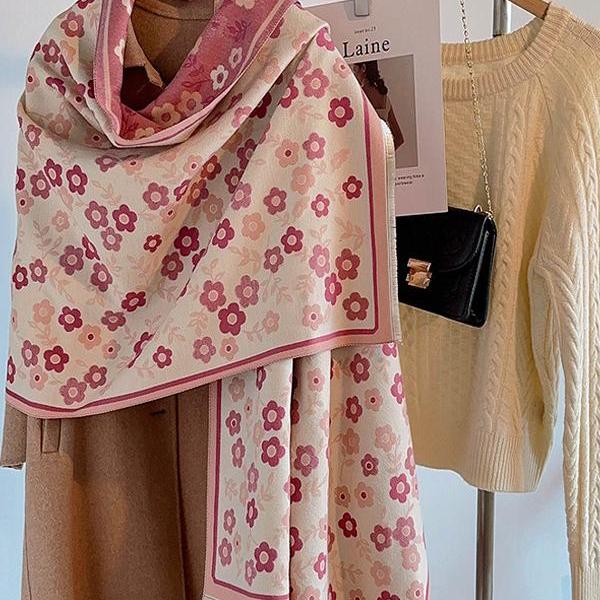 小花加厚保暖围脖韩版仿羊绒