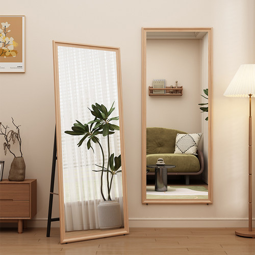 范修迪原木风长方形实木穿衣镜