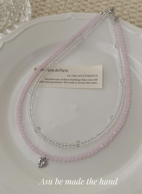 多层叠戴爱心吊坠颈链