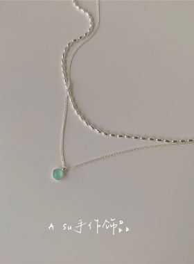 猫眼石双层叠戴项链锁骨链女气质