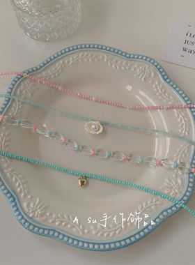 项链女锁骨链甜美米珠圆珠链