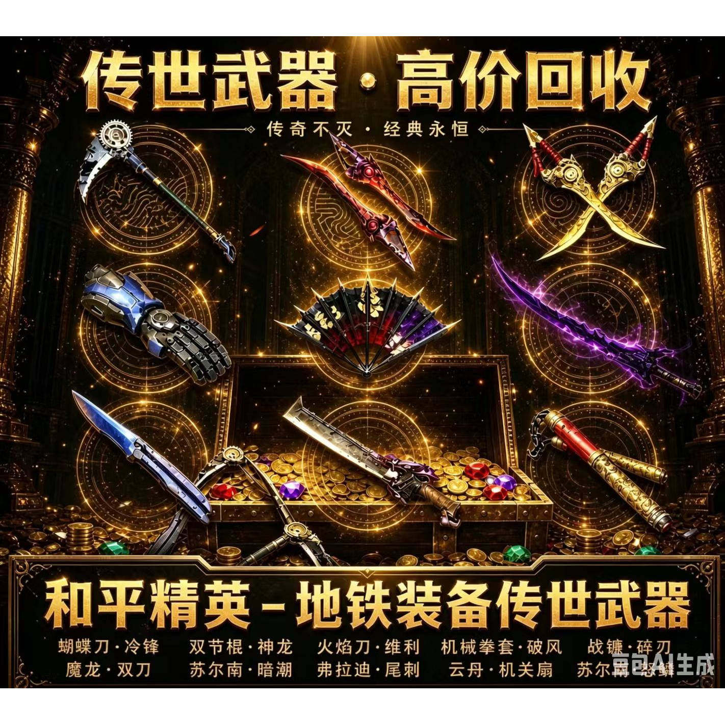 和平精英地铁逃生火焰刀蝴蝶刀双截棍机械拳套弗拉迪尾刺战镰碎刃图片