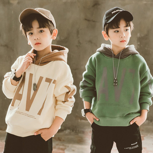 8男大童9冬季 潮牌炸街12儿童加厚宽松外套13岁 加绒卫衣10男孩新款