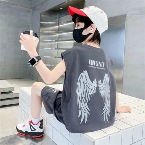 男童夏装套装2026新款儿童速干背心两件套中大童男孩夏季无袖薄款