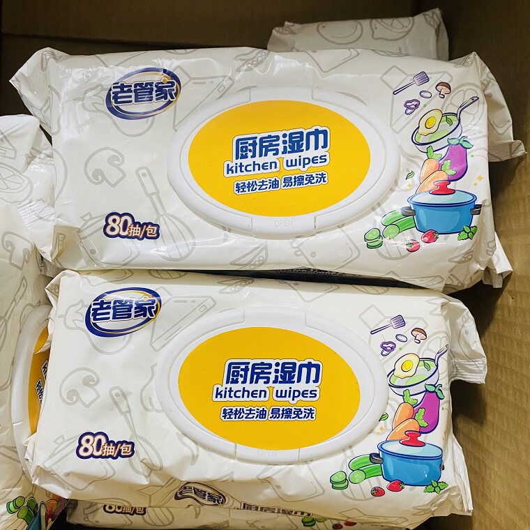 老管家厨房湿巾80片x3包
