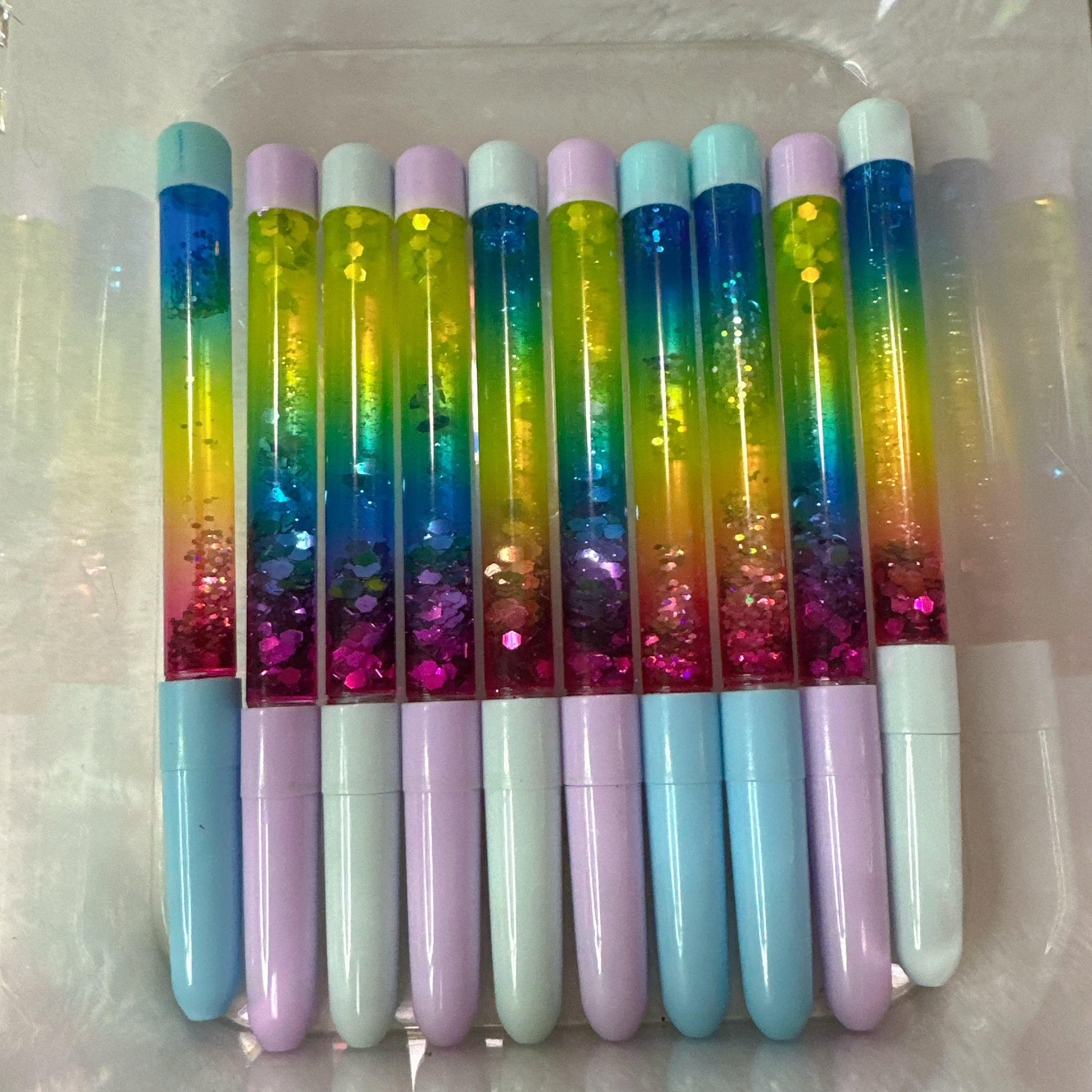 炫彩小仙女笔魔法棒流沙中性笔水晶液体流沙水笔黑色