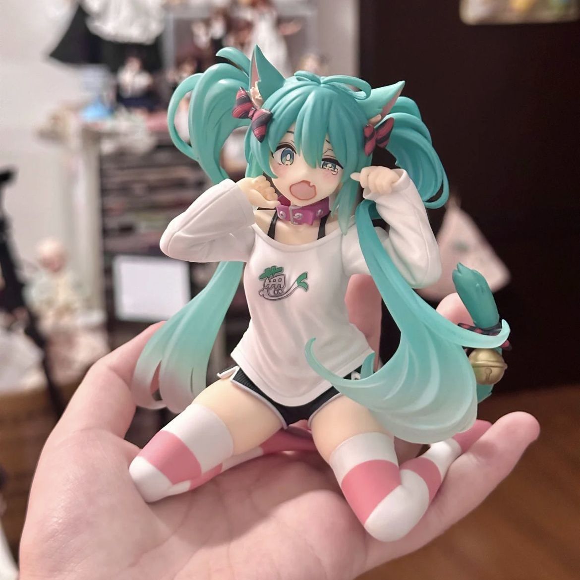 初音未来猫耳短袖睡衣3D模型摆件