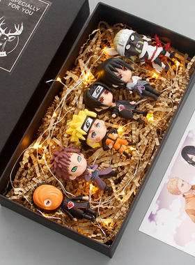 火影创意手办模型全套公仔Q版卡卡西鸣人我爱罗鼬摆件生日礼盒装