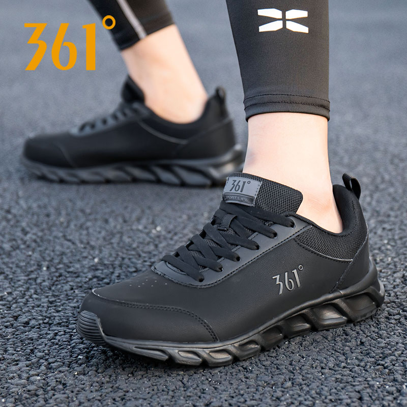 361度运动鞋男轻便皮面跑鞋