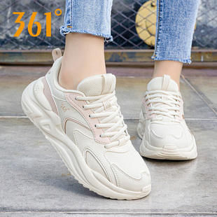 361女鞋运动鞋2025新款防水皮面老爹鞋休闲鞋361度冬季跑步鞋女款