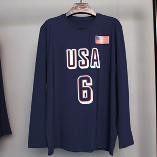 巴黎奥运会USA美国梦之队詹姆斯6号运动篮球速干长袖T恤投篮服男