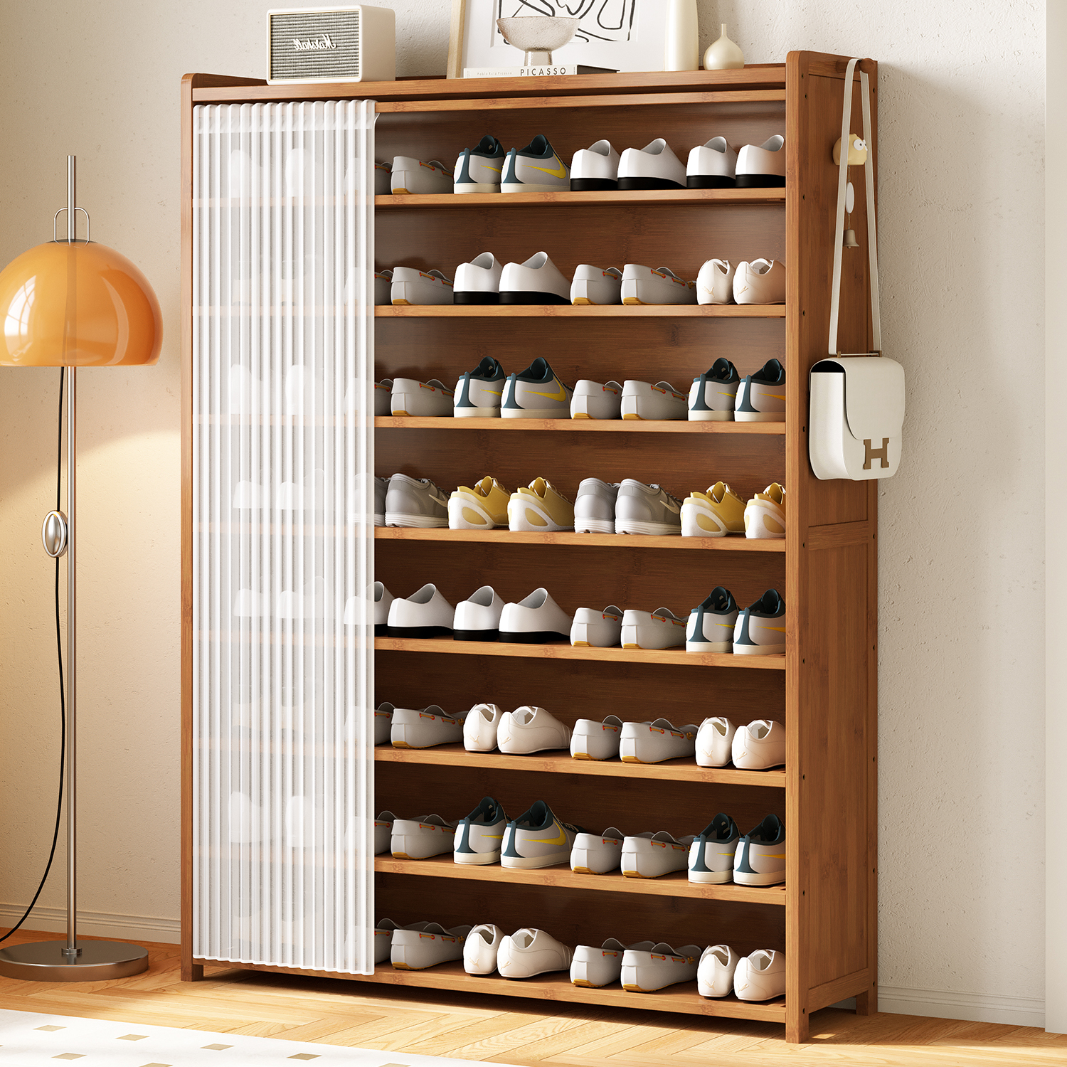 简易带帘子多层防尘鞋架