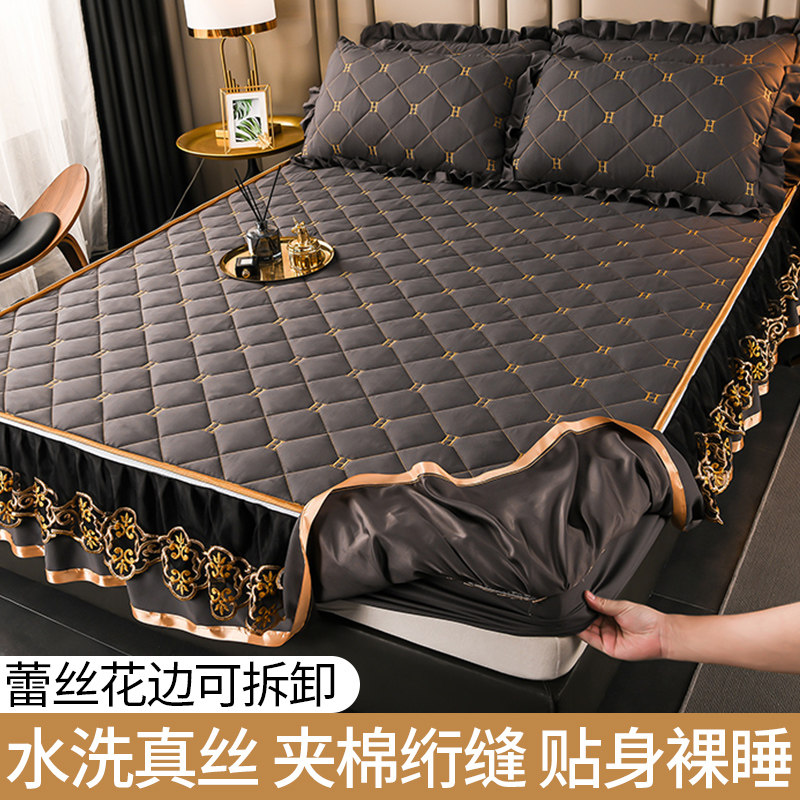 品牌加厚夹棉床笠罩带裙边单件盖2025新款四季通用全包垫套二合一