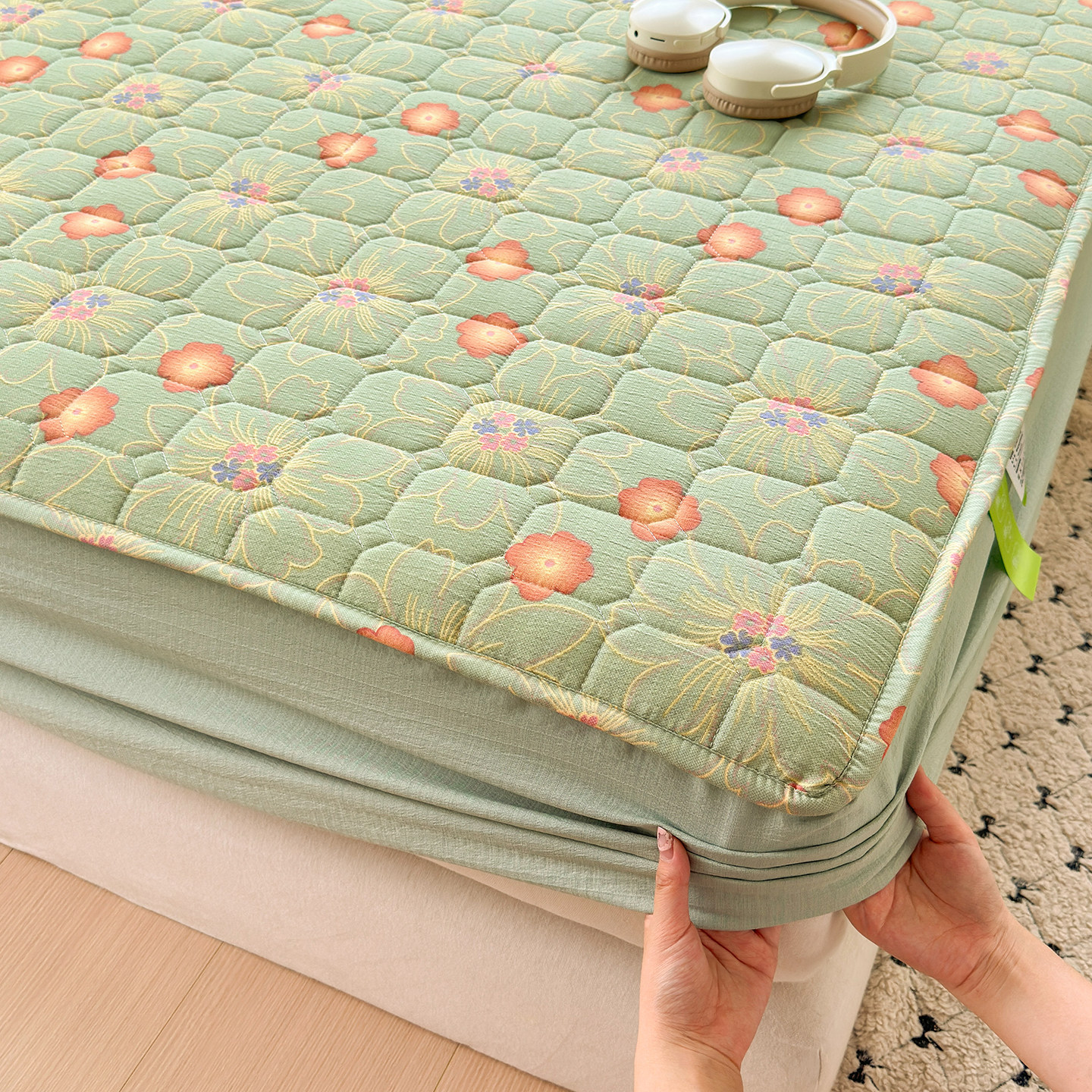 A类皱皱纱床笠2026年新款床垫保护罩加厚夹棉床罩套全包四季通用